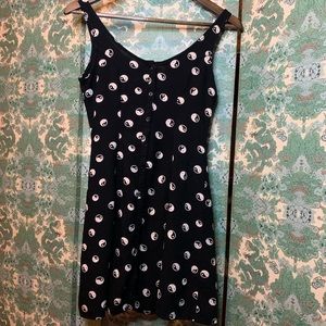 HM Divided Black Yin Yang Button Up Skater Dress